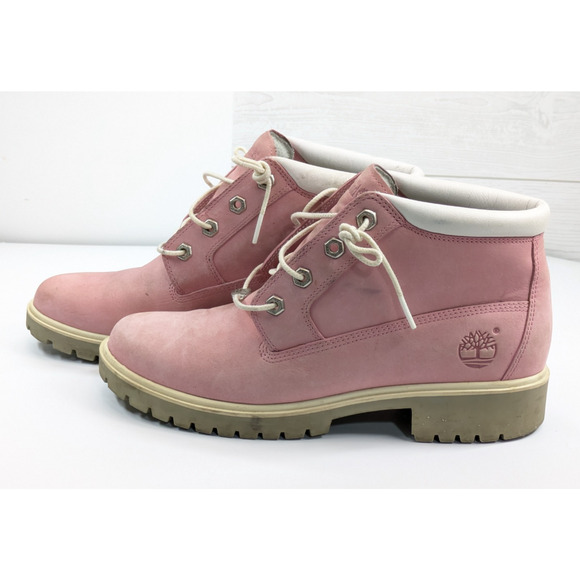 Timberland NELLIE CHUKKA Pink Suede Size Women's 9M Ankle Boots Shoes - Picture 1 of 13
